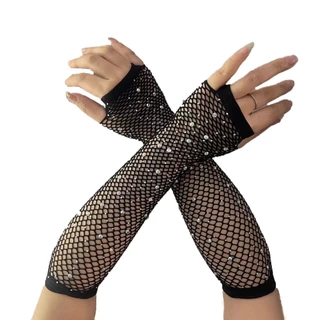 ถุงมือตาข่ายเพชร แฟชั่นน่ารักสำหรับผู้หญิง เด็กก็ใส่ได้