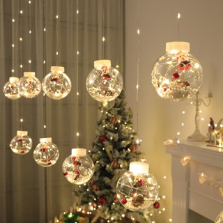 Led Wishing Ball Light String ผ้าม่านคริสต์มาส Fairy Garland ไฟสำหรับงานแต่งงานวันหยุดกลางแจ้ง Xmas ตกแต่ง-FE