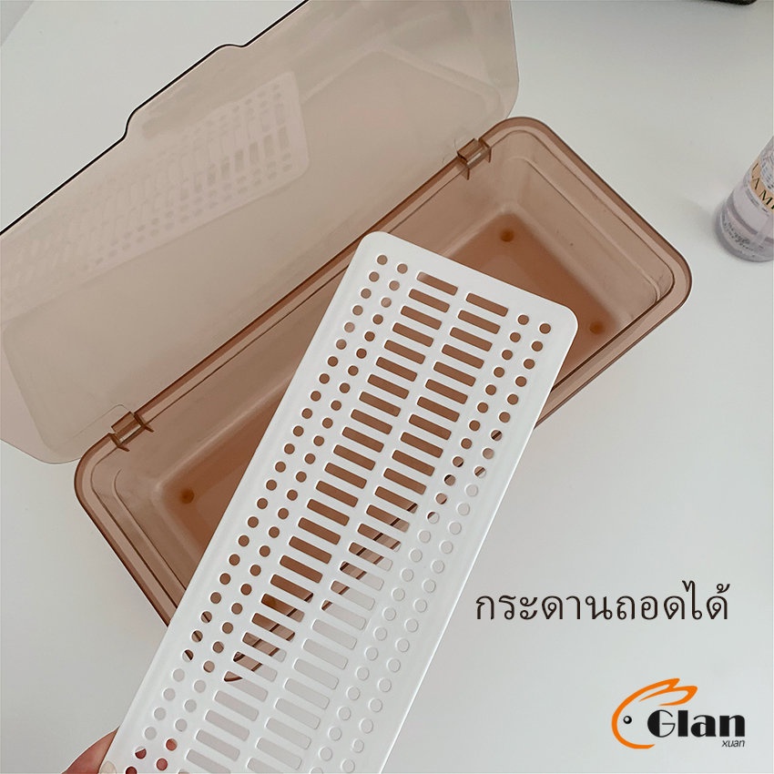 Glanxuan กล่องเก็บของแบบใส ฝาครอบพกพา ที่เก็บเครื่องเขียนนักเรียน ที่เก็บตะเกียบและช้อน Storage Box ราคา ถูกที่สุด ดีลบีเคเค แกลเลอรีภาพที่ 8