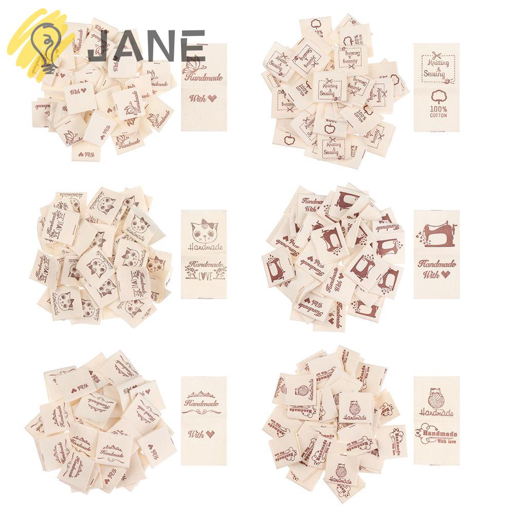 Jane 50PCS ผ ้ าป ้ ายเสื ้ อผ ้ าเย ็ บผ ้ าขนสัตว ์ ทอถักอุปกรณ ์ เสื ้ อผ ้ าแท ็ ก