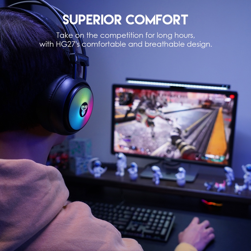 FANTECH รุ่น HG27 TWISTER Gaming Headset ระบบ 7.1 หูฟังเกมมิ่ง แฟนเทค หูฟัง gaming มีไมโครโฟน ไฟ RGB รอบหูฟัง  สำหรับเกม