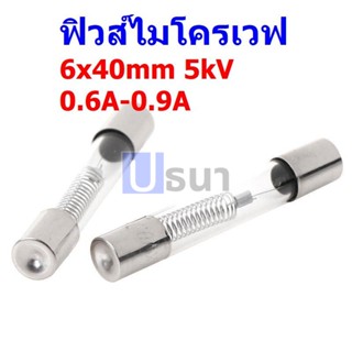 ฟิวส์ ไมโครเวฟ สาย กระบอกฟิวส์ Microwave Fuse 6x40mm 5kV 0.6A 0.65A 0.7A 0.75A 0.8A 0.85A 0.9A 1A #ฟิวส์ MW (1 ตัว)