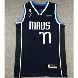 เสื้อกีฬาบาสเก็ตบอล ปักลาย Dallas Mavericks 77 Luka Doncic MAVS สีดํา สําหรับผู้ชาย 2023