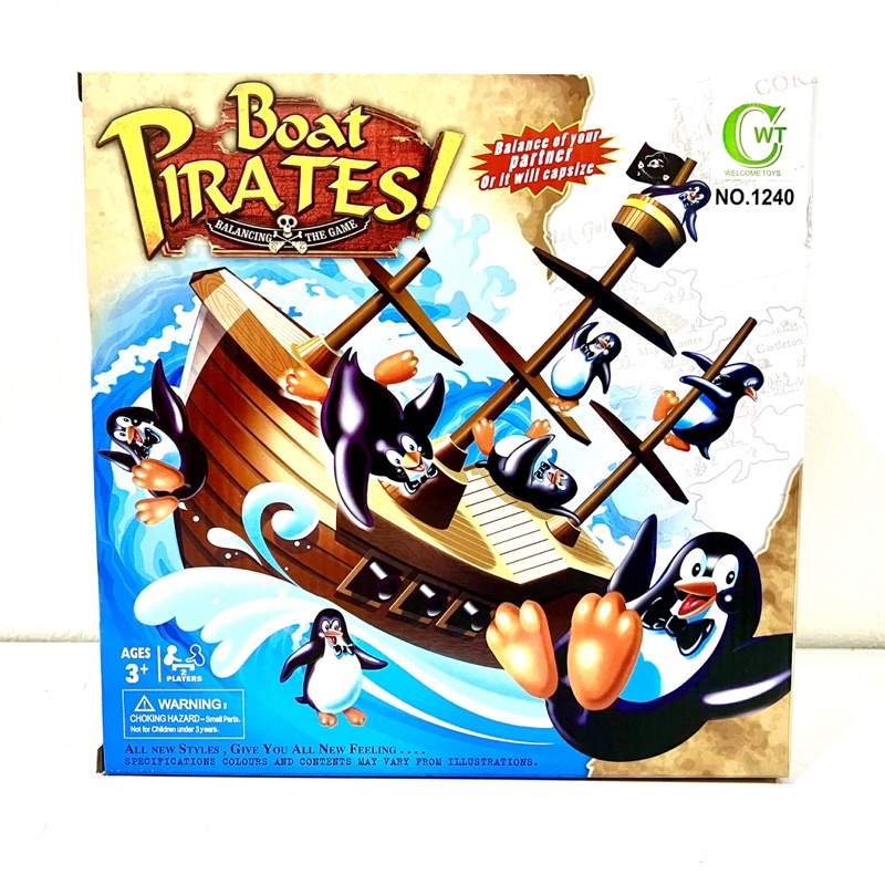 เกมเพนกวิ้นเรือโจรสลัด Boat Pirates! บอร์ดเกมหรรษา เล่นได้หลายคน ออกใบกำกับภาษีได้