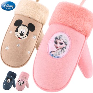 ถุงมือ ผ้าฟลีซ แบบเต็มนิ้ว ให้ความอบอุ่น ลาย Disney Mickey Minnie Frozen แฟชั่นฤดูหนาว สําหรับเด็กวัยหัดเดิน