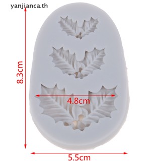 Yanca เค้กแม่พิมพ์ซิลิโคนคริสต์มาสฮอลลี่ Fondant ช็อคโกแลตคุกกี้แม่พิมพ์ขนมเครื่องมือ TH