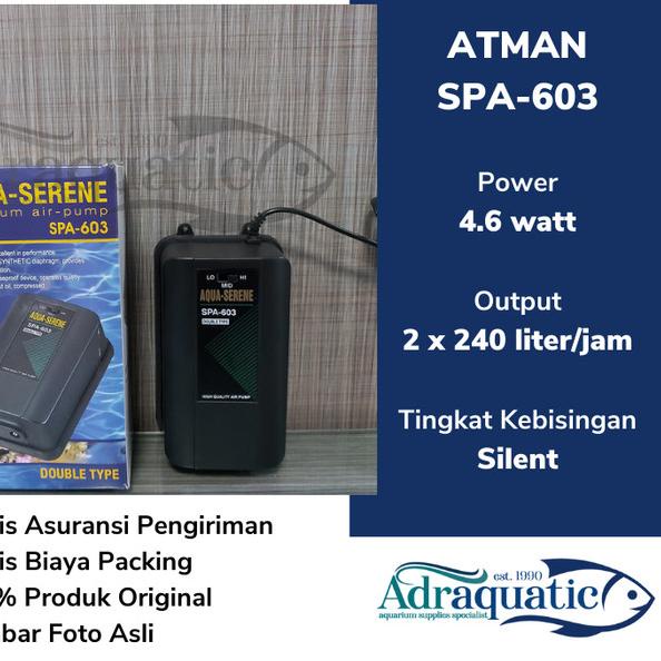 ATMAN SPA-603 AQUA-SERENE AIR PUMP ENERATOR AQUARIUM AIR PUMP