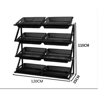 4ชั้นร้าชั้นวางผักสด ผลไม้ ชั้นวางของโชว์ซุปเปอร์มาร์เก็ต ที่วางของอเนกประสงค์ ที่วางของกินเล่น ชั้นวางของมินิมาร์ท