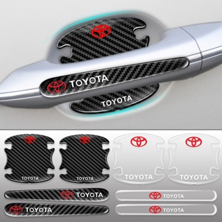 สติกเกอร์ติดมือจับประตูรถยนต์ ป้องกันรอยขีดข่วน อุปกรณ์เสริม สําหรับ Toyota Yaris Hilux Corolla Prius Emblem Auris Rav4 Prado CHR