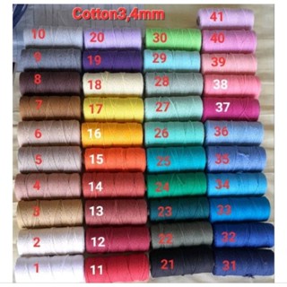 เชือกคอตตอน 4mmx100m. /roll  Macrame  cord มี41สีแบบแกนกระดาษ