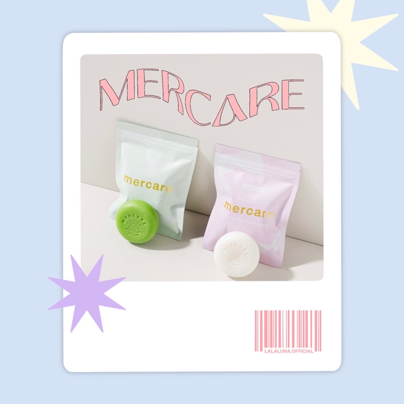 มีของแถม ♡ สบู่ล้างหน้าเมอร์แคร์ ลดสิวอุดตัน ลดรอยสิว — Mercare Facial Soap : Lalaluna