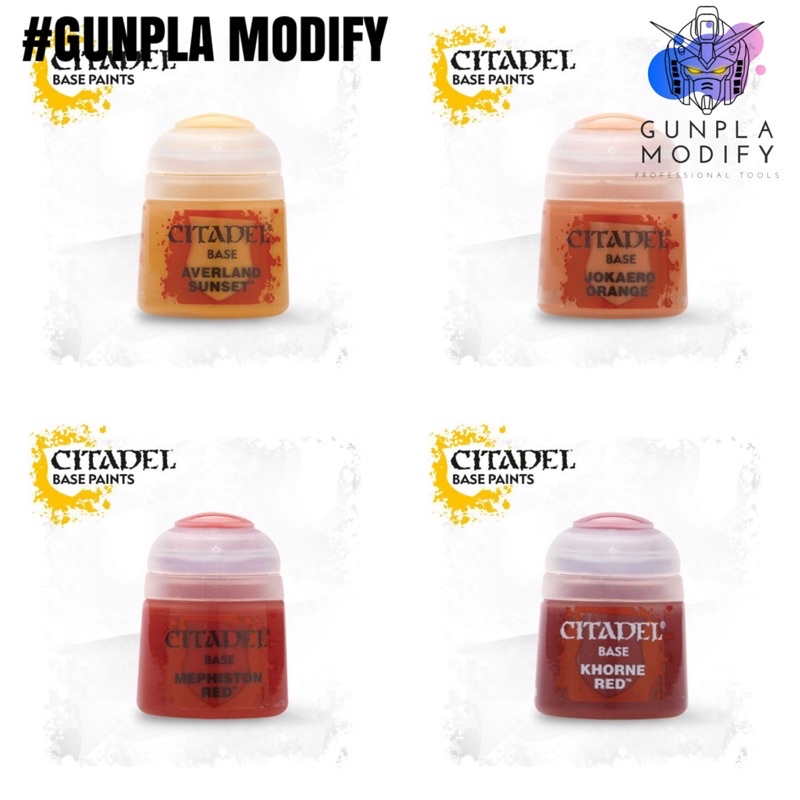 CITADEL COLOR (BASE) Averland Sunset, Jokaero Orange, Mephiston Red, Khorne Red