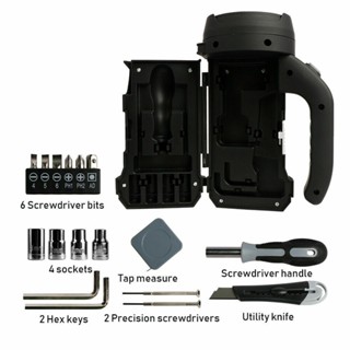 PP ชุดเครื่องมือไฟฉายแบบพกพา 17Pcs Multi Functional Handy Tool Kit With Flashlight