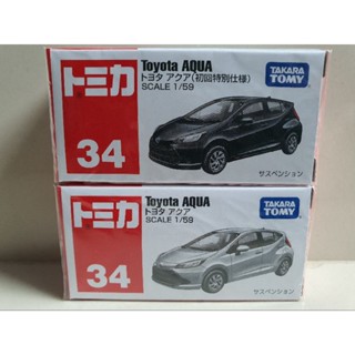 รถโมเดลเหล็ก Tomica 34 Toyota Aqua  (สินค้าใหม่ในซีล ของแท้100%) มี 2สี