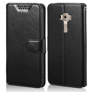 เคสโทรศัพท์หนัง PU แบบฝาพับ พร้อมช่องใส่บัตร สําหรับ Asus Zenfone 3 ZE552KL Z012DE 5.5 นิ้ว