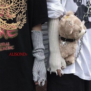 Alisond1 พังก์ ปลอกแขน คลาสสิก ไร้นิ้ว ถุงมือถัก ข้อศอก แขนอุ่น ผู้ชาย แฟชั่น เท่ กีฬา แขนยาว / หลากสี