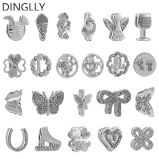 Dinglly สร้อยข้อมือ ลูกปัด รูปหัวใจ สีเงิน 10 มม. เครื่องประดับ สําหรับผู้หญิง