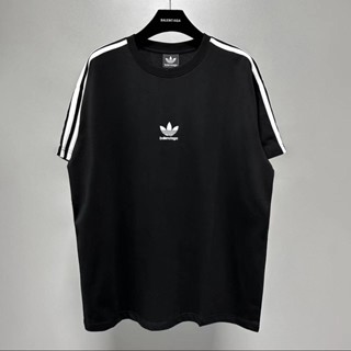 เสื้อยืดแขนสั้น พิมพ์ลาย B-alenciaga AD Clover Co สําหรับผู้ชาย