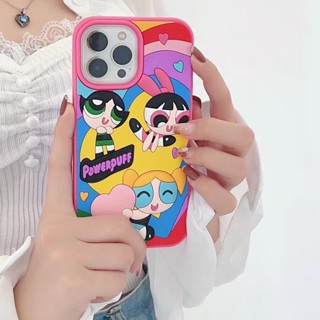 เคสโทรศัพท์มือถือ ซิลิโคนนิ่ม ลายการ์ตูน The Powerpuff Girls 3 มิติ สีรุ้ง สําหรับ iphone 14 13 12 11 pro max 14 promax