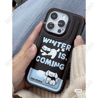 เคสโทรศัพท์มือถือ กันกระแทก ลายลูกสุนัขน่ารัก เหมาะกับหน้าหนาว สําหรับ iPhone14pro max 13 11 12 xr xsmax