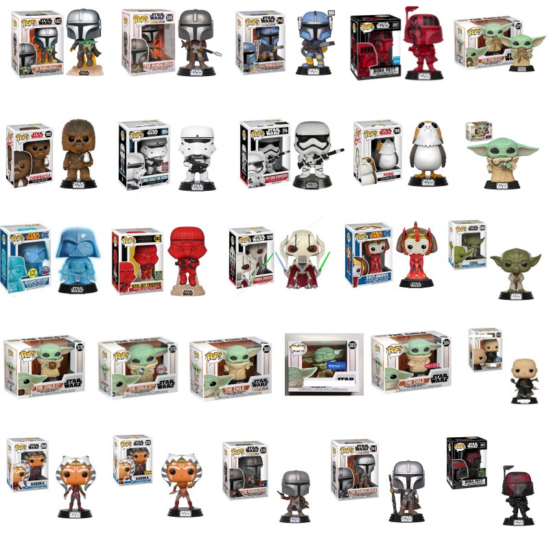 Funko Pop! ฟิกเกอร์ Star Wars Series: The Mandalorian - The Child Baby Yoda Stormtrooper Chewbacca Porg ของเล่นสําหรับเด็ก
