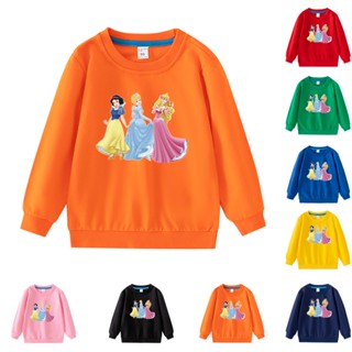 เสื้อกันหนาว แขนยาว ผ้าฝ้าย ลายการ์ตูนเจ้าหญิง 8 สี สําหรับเด็ก EEA025