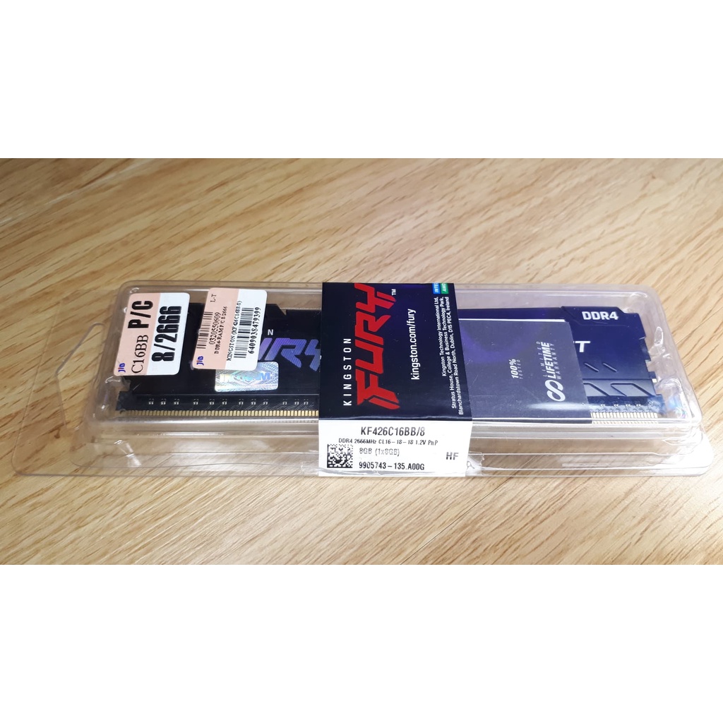 8GB (8GBx1) DDR4 2666MHz RAM (หน่วยความจำ) KINGSTON HyperX FURY (BLACK) (HX426C16FB3/8)