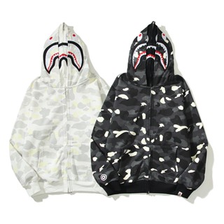 Bape เสื้อโค้ท ผ้าฝ้าย พิมพ์ลาย แฟชั่น