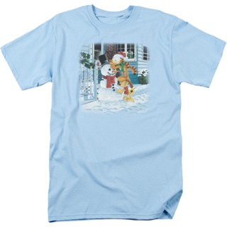 Snowman Garfield T-Shirt เสื้อยืดผู้หญิง เสื้อสีขาว เสื้อยืดเด็กผช