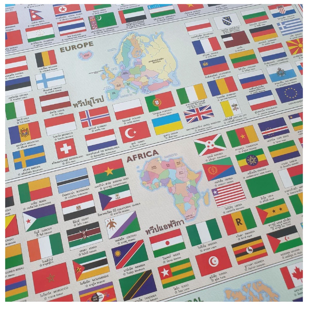 (ถูกกว่าซื้อแยก10%)โปสเตอร์ความรู้ แผนที่โลก และ ธงนานาชาติ เซทสุดคุ้ม - รูปที่ 5