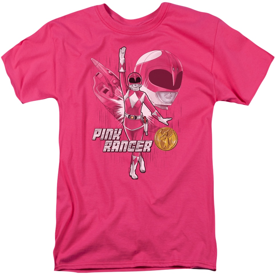 Pink Ranger Mighty Morphin Power Rangers T-Shirt เสื้อยืด เสื้อยืดคอกลม เสื้อทหาร