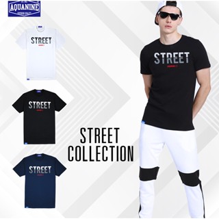 เสื้อยืด AQUANINE เสื้อยืดผู้ชาย Tshirt men รุ่น STREET ( เสื้อยืดสีดำ ) ลิขสิทธิ์แท้