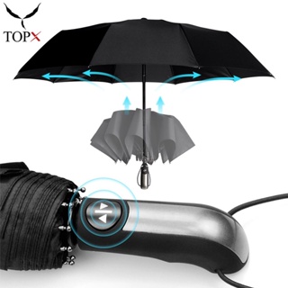 Wind Resistant Fully-Automatic Umbrella Rain Women For Men 3Folding Gift Parasol Luxury Large Travel Business Car 10K Um