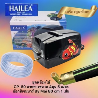 ปั๊มลมสำรองไฟชุดพร้อมใช้ CP-60 อ็อกซิเจนบาร์ 80 cm สายยาง 4 หุนยาว 5 เมตร