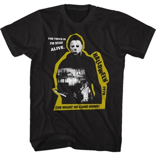 Michael Myers The Shape Cut Out Halloween T-Shirt เสื้อตราหานคู่ เสื้อ ยืด ผู้ชาย เสื้อยืด oversize