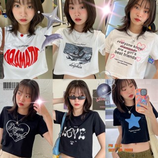 ( 𝟗.𝟏𝟓 ลด 𝟑𝟎% โค้ด 𝟑𝟎𝐃𝐃𝟗𝟏𝟓 ) พร้อมส่ง  “ baby crop“  เสื้อครอป Y2K Collection 💗🤍💓