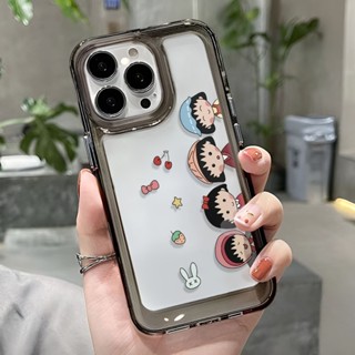 เคสโทรศัพท์มือถือ ลายเชอร์รี่ มารุโกะจัง สีดํา สําหรับ iphone 14ProMax 13 11 12 7Plus X XR XS Max 8 7