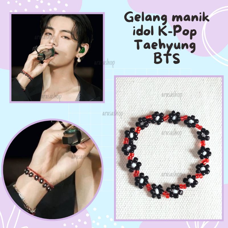 สร้อยข้อมือลูกปัด Taehyung BTS | สร้อยข้อมือ Bts v | สร้อยข้อมือไอดอลเคป๊อปเกาหลี | สไตล์เกาหลี สร้อ