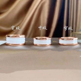 Bvlgari แหวนเซรามิค สีดํา และสีขาว แฟชั่นสําหรับผู้หญิง P831