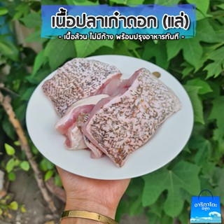 เนื้อปลาเก๋าดอกแล่สด เนื้อหวานแน่น แล่จากปลาสด ๆ