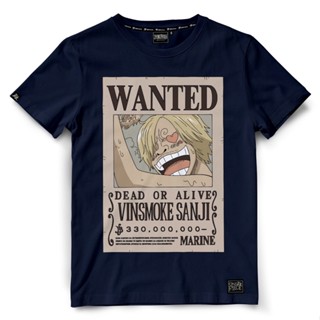 เสื้อยืดวันพีช One piece 1242-NV / SANJI-WANTED สีกรมเสื้อยืด