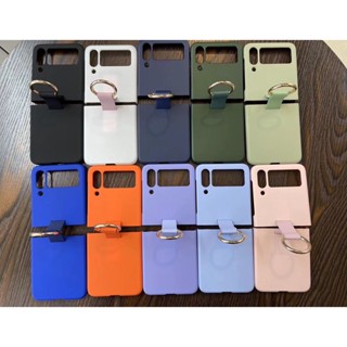 เคส Z Flip 4 Case Flip 3 เคส Samsung Z Flip เคสพับได้ พร้อมแหวนขาตั้ง สีพื้น