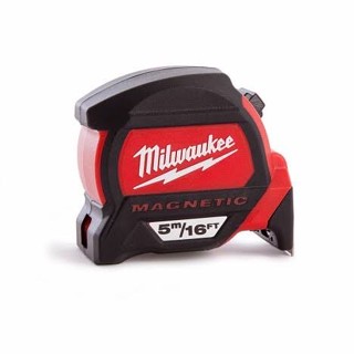 ตลับเมตร  MILWAUKEE No.48-22-0616 5m/16ft Compact Magnetic Tape Measure Factory Gear By Gear Garage