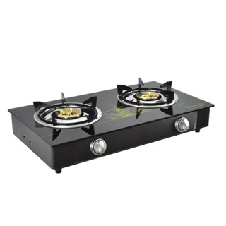 Gmax เตาแก๊สหน้ากระจกหัวคู่ หัวทองเหลือง ไฟแรง รุ่น GL-702PC เตาแก๊ส 2 หัว Gas Stove กระจกนิรภัย (รับประกัน1ปี) OB2N