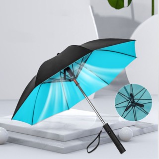 Summer Cool Outdoor Fan Umbrella Long Handle Sunny and Rainy UV-proof Beach Umbrellas USB Charge Gift for Men Women