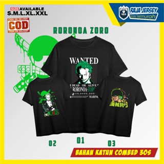 [COD]เสื้อยืด ผ้าฝ้าย พิมพ์ลายอนิเมะ One PIECE RORONOA ZORO COMBED30SS-5XL