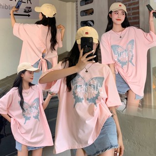 พร้อมส่ง 🏄🏻♀️🎀 Butter tops เสื้อยืดแขนสั้นทรงโอเวอร์ไซส์แต่งโบว์หลัง (37099)