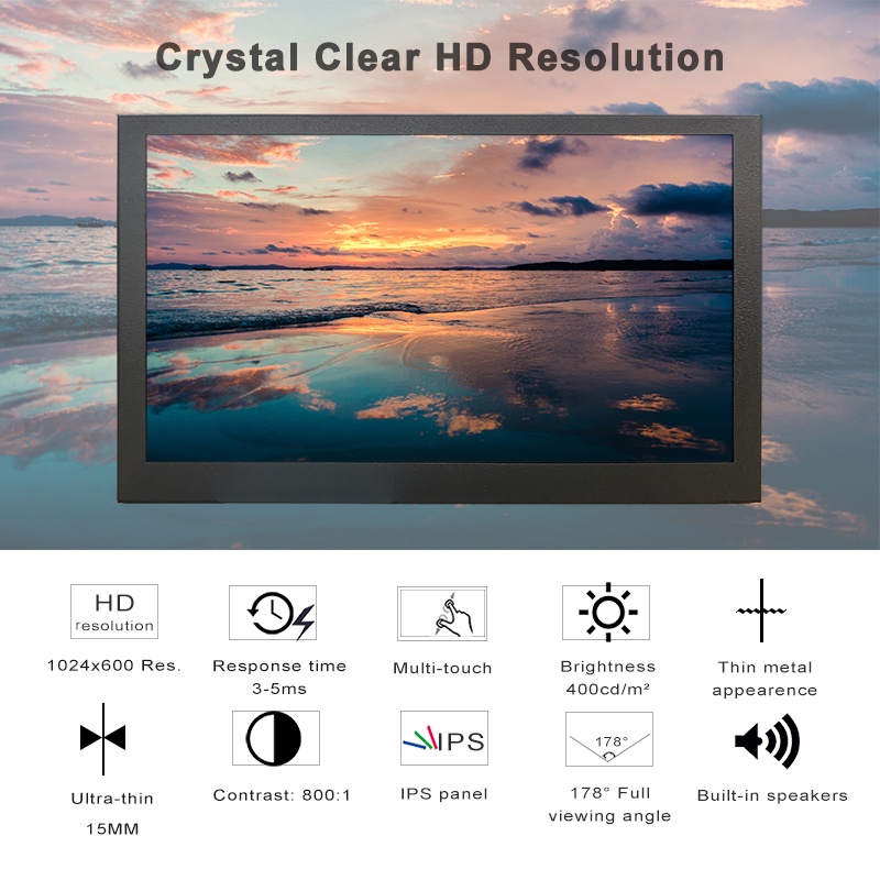 7 inch Monitor Display 1024x600 HD LCD Display 7 inch HDMI LCD Screen Display with Stand Dual Speakers HDMI Touchscreen #8