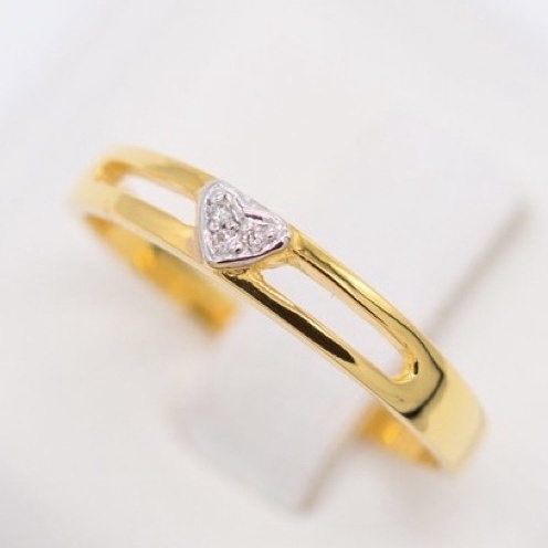 Happy Jewelry พร้อมส่ง ครบไซส์ 🔥 แหวนหัวใจก้านเส้นคู่ ขนาดกำลังดี แหวนเพชร แหวนทองเพชรแท้ ทองแท้ 37.5% ME596