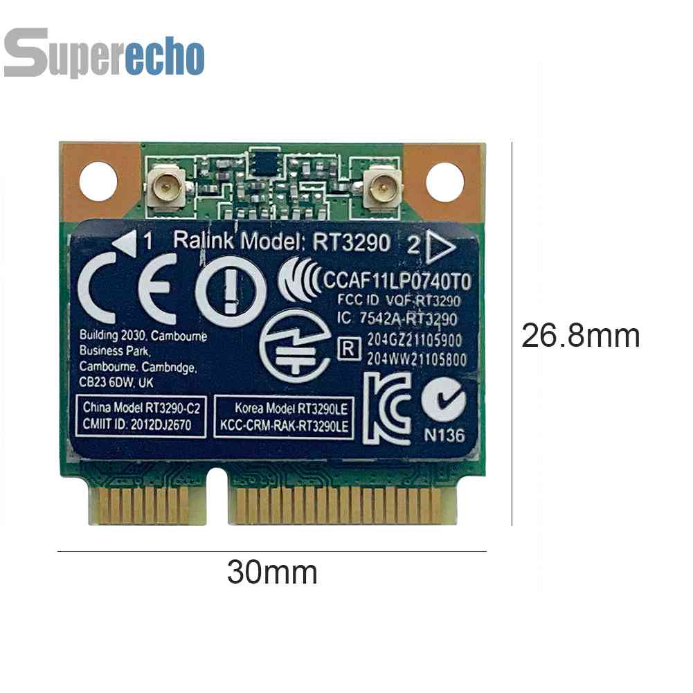 【พร้อมส่ง】RT3290 อะแดปเตอร์การ์ดเครือข่าย WiFi บลูทูธ 3.0 150 ม. 2.4GHz Half Mini PCI-E [superecho.th] #7